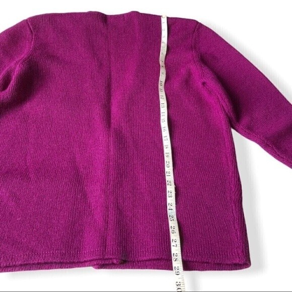 Vintage 80s Magnolia Wool Cardigan Sweater Burgundy Purple Nautical Crest Chunky - Picture 12 of 12